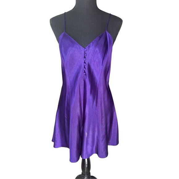 CACIQUE Purple Liquid Satin Teddy Romper Lingerie SZ M stunning vintage - Picture 1 of 5